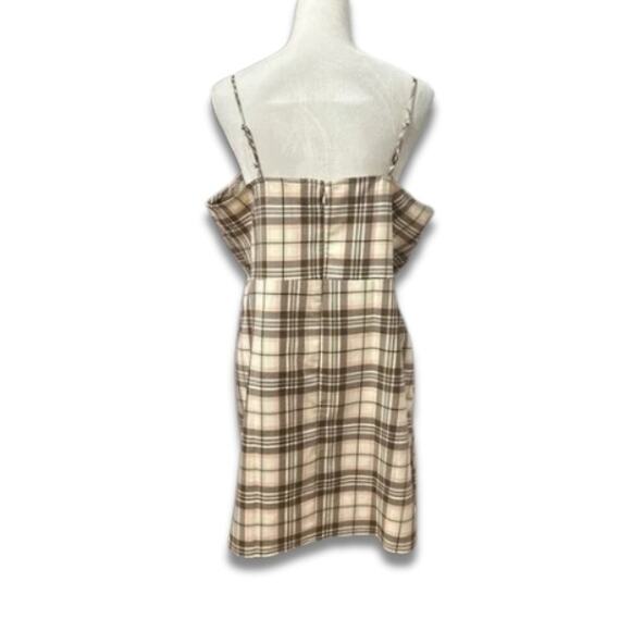 BP A-Line Dress Plaid Pattern Stretchable Above Knee Zip Closure Ivory W 1X NWOT - Picture 4 of 8